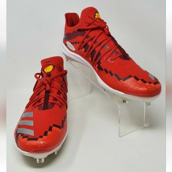 Adidas Red Icon V-8 Bit Baseball Cleats Men's Size 13 F34690 Minecraft New - Picture 3 of 12